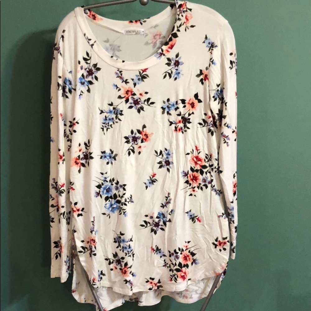 Honey and Lace Long Sleeve Shirt with Flowers